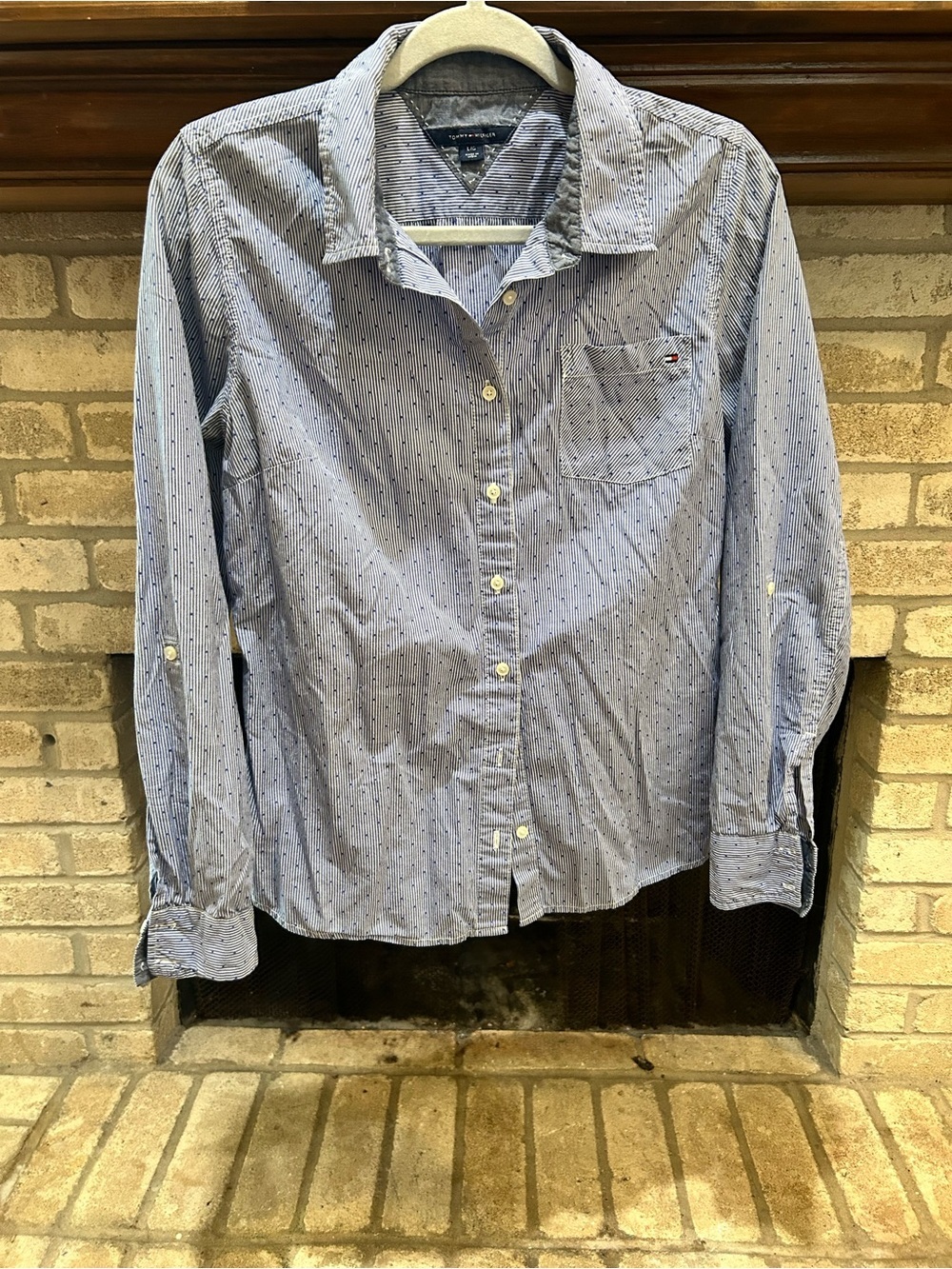 Tommy Hilfiger Blue Pinstripe Button-Up Shirt EUC